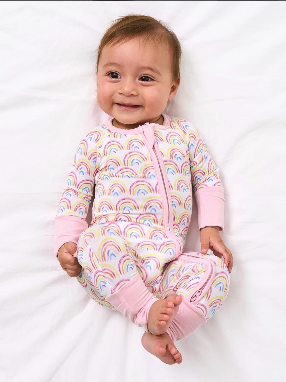 Little Sleepies Pastel Rainbow Print Zippy